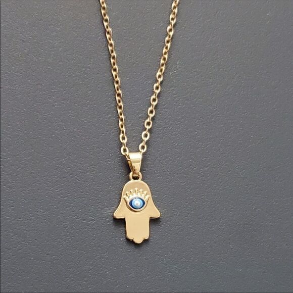 Necklace Hamsa Nazar Pendant Cute Versatile - Picture 1 of 7